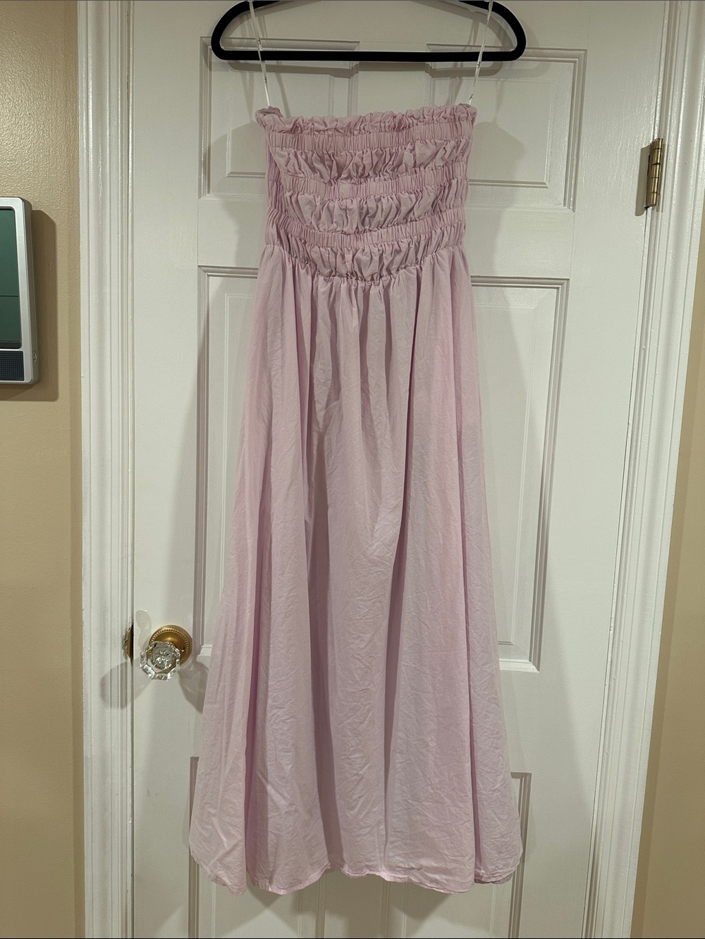 Lulu's Light Pink Smocked Strapless Maxi Dress